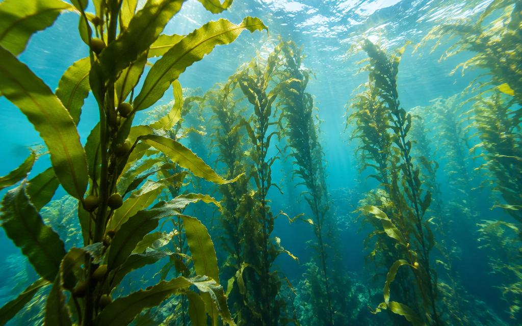 Seaweed forest — thematic illustration of marine biomass